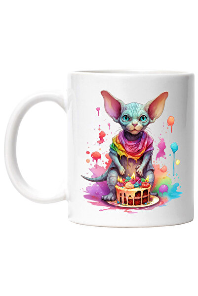 StoryGift Romania Cana cu o pisicuta Sfinx, ilustratie, tort, aniversare, pen...