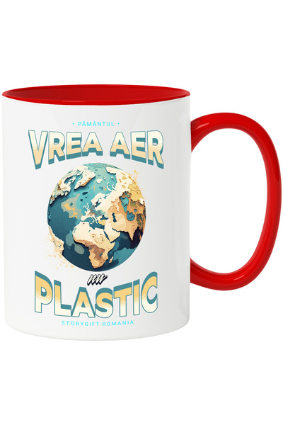 StoryGift Romania Cana pamantul vrea aer nu plastic terra poluare, 330ml, Cer...