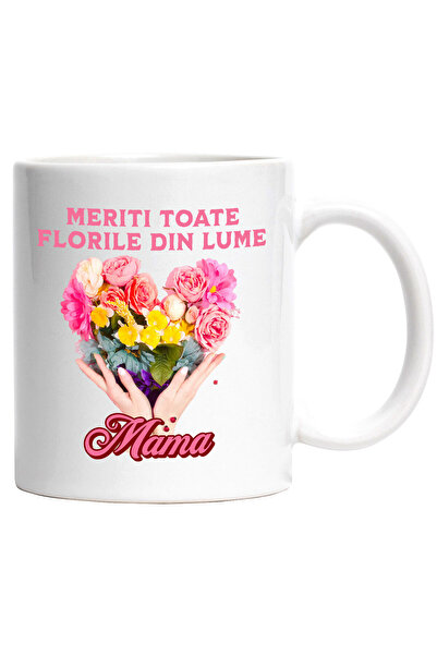 StoryGift Romania Cana cu Inima din flori colorate Text Meriti Toate Florile ...