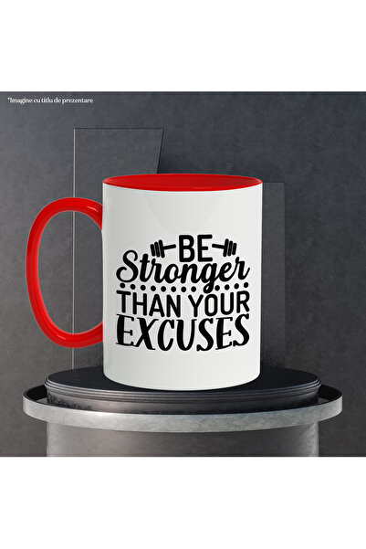 StoryGift Romania Mug for those who must be stronger than their excuses with Red Handle, With ,STG