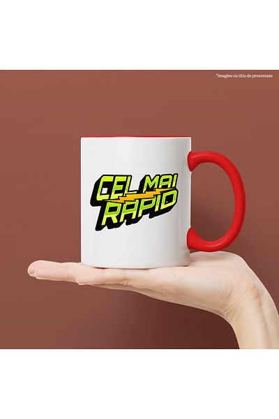 StoryGift Romania Cana cel mai rapid masina de curse viteza motor, 330ml, Ceramic cu Maner Rosu, Cu Maner Rosu