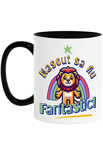 StoryGift Romania Lion Mug with Rainbow Mane Happy Text Born to Be Fantastic,...