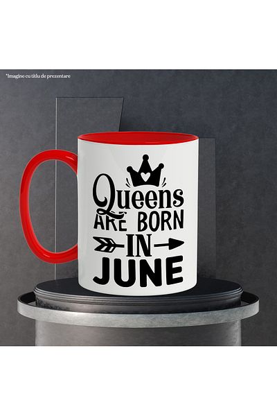 StoryGift Romania Mug for those who believe that queens are born in June - crown with M, Cu, STG