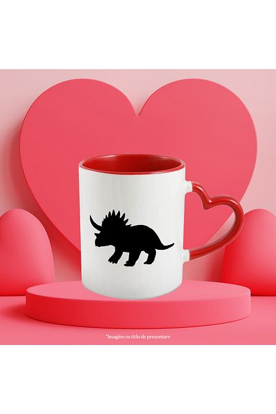 StoryGift Romania Dinosaur Mug for Kids with Red Heart Handle, With Red Heart Handle STG ,STG ,STG