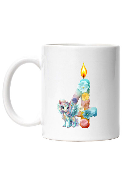 StoryGift Romania Cana cu o lumanare in forma cifrei 4, ponei cu aripi, anive...