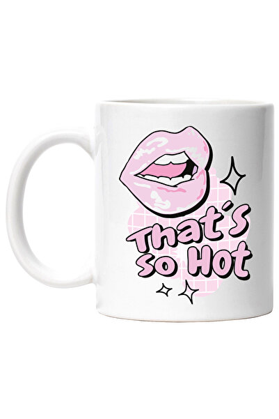 StoryGift Romania Cana Cu Mesaj In Engleza That's So Hot, Buze, Stele, Multicolor 330 ml, Ceramica, Cu Maner Alb