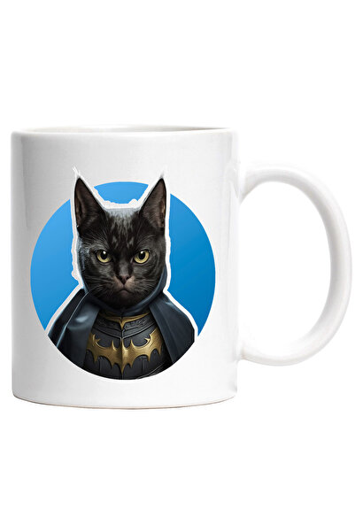 StoryGift Romania Cana cu Portret Pisica Supererou, Pisica in Custom de Batma...