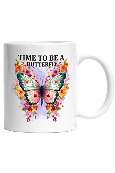 StoryGift Romania Cana cu fluture inconjurat de flori multicolore cu mesajul ...