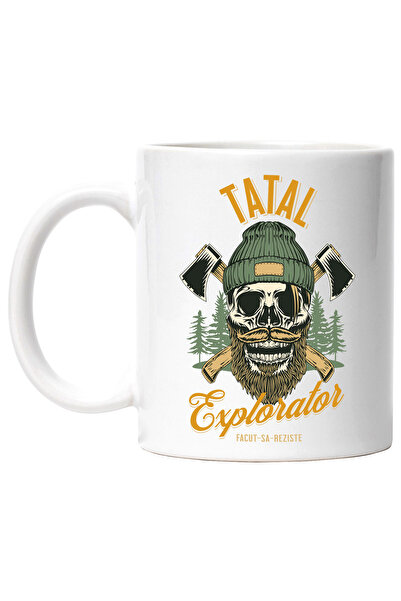 StoryGift Romania Cana Tatal-explorator padurar topor familie, 330ml, Ceramic...