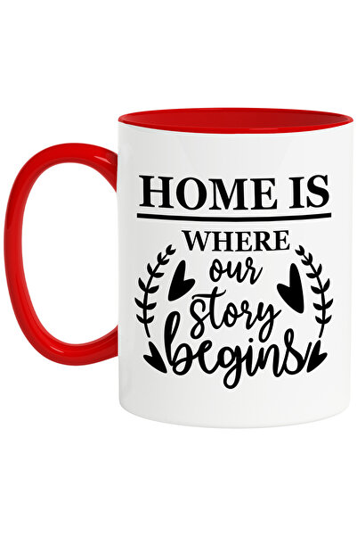 StoryGift Romania Cana cu inimioare si textul "Acasa este locul in care poves...