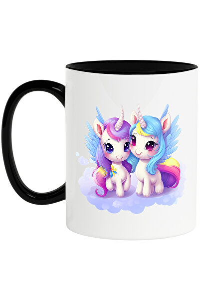 StoryGift Romania Cana cu 2 unicorn fericit | ilustratie | stau pe nori | ari...