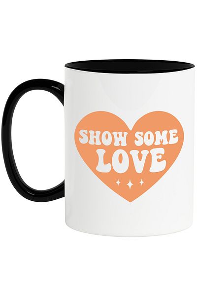 StoryGift Romania Cana cu o inima in care este scris mesajul in engleza "Show some love" - arata n, Cu Maner Negru