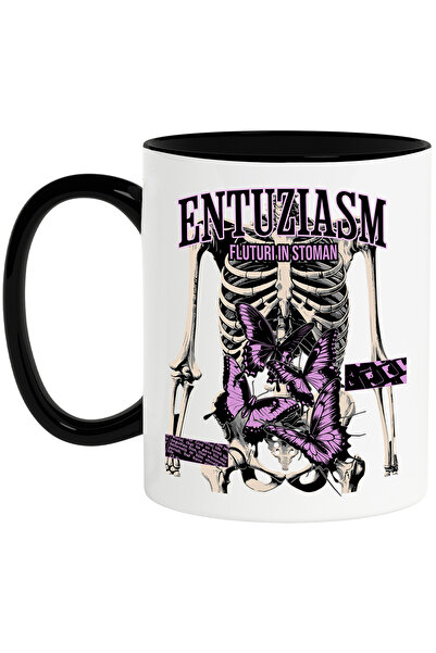 StoryGift Romania Cana Entuziasm - Fluturi in Stomac, Schelet, 330ml, Ceramic...