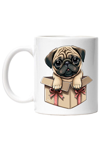 StoryGift Romania Cana cu un catelus Pug care iese dintr-o cutiuta de cadou |...