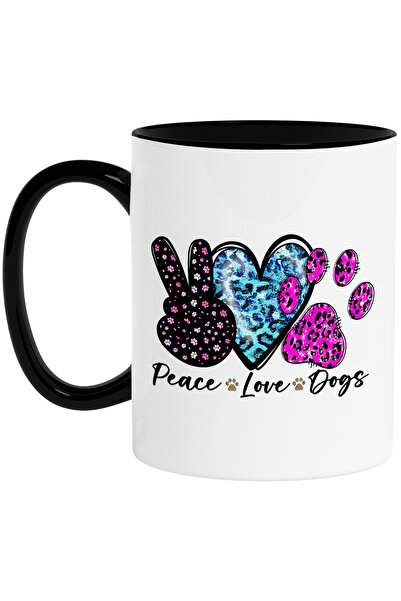 StoryGift Romania Cana cu mesajul "Peace, love, dogs", inima, labuta, semnul ...