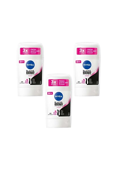 NIVEA Set 3 antiperspirante Black & White Invisible Clear, 3 x 50 ml