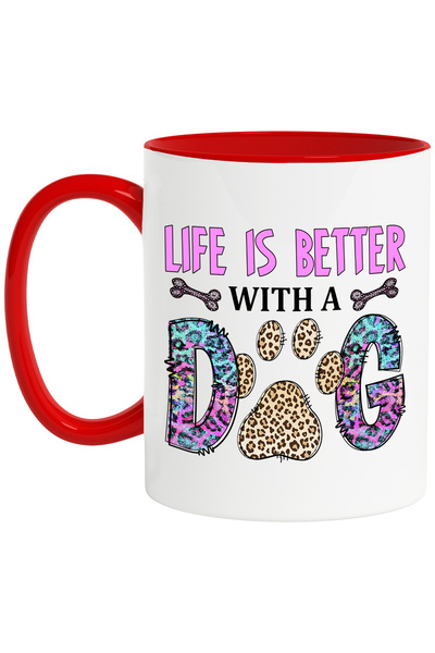 StoryGift Romania Cana cu mesajul "Life is better with a dog", caine, animal ...