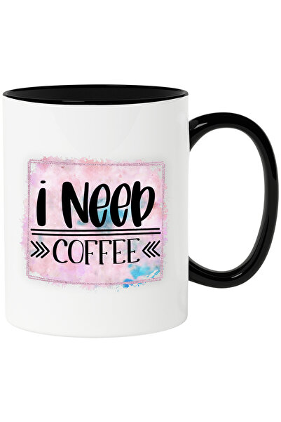 StoryGift Romania Cana cu mesajul "I need coffee", fundal roz, am nevoie de c...