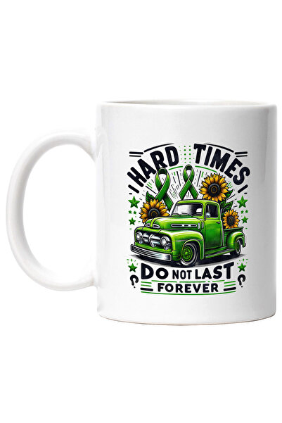 StoryGift Romania Cana cu o masina verde cu mesajul "Hard times do not last f...