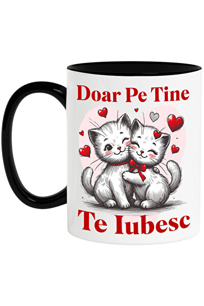 StoryGift Romania Cana cu Cuplu Pisici Albe Indragostite Text Romantic Doar p...