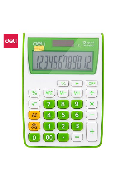 Deli Calculator Pocket 12 Digits White-Green 1122 Deli