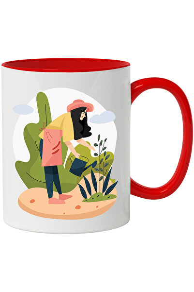 StoryGift Romania Cana Cu Gradinarit, Nori, Copaci, Plante, Palarie, Stropito...