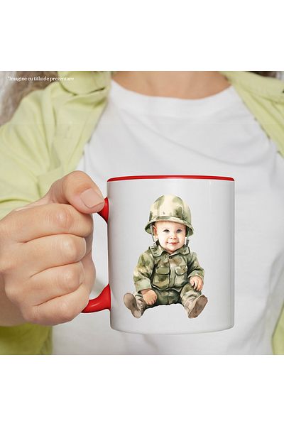 StoryGift Romania Mug with a child in a soldier costume | illustration | military training | opera, With ,STG