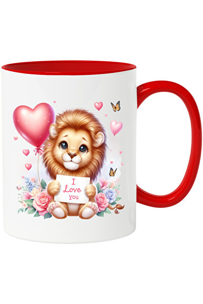 StoryGift Romania Cana cu un pui de leu care tine o foaie cu mesajul "I love ...