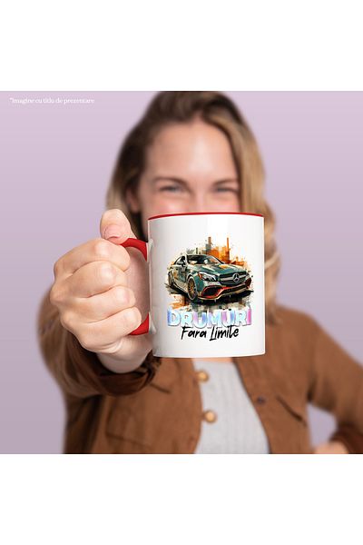 StoryGift Romania Cana Cu Mesaj Drumuri Fara Limite, Masina, Mercedes, Multicolor 330 Ml, Ceramica, Cu ,stg