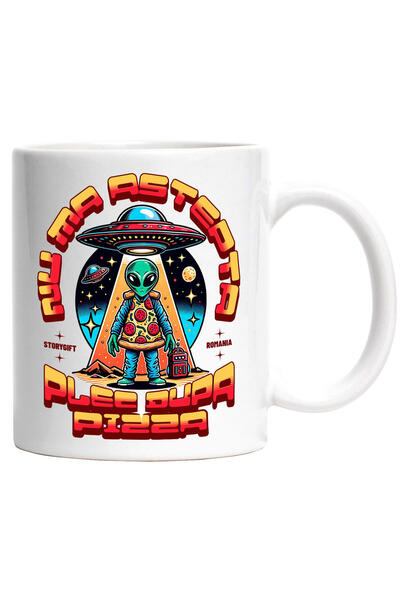 StoryGift Romania Cana cu Nava Spatiala Curte Copil Cu Felie DE Pizza Rapire ...