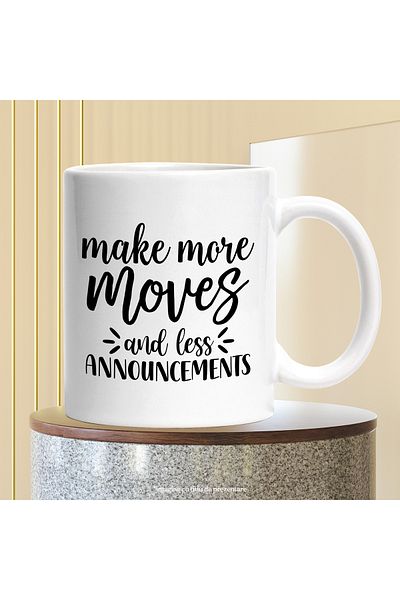 StoryGift Romania Cana cu mesaj motivational care te indeamna sa faci mai multe miscari si mai put, Cu Maner Alb
