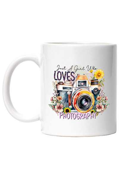 StoryGift Romania Cana cu mesajul "Just a girl who loves photography", ilustr...