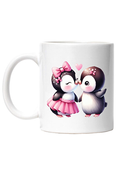 StoryGift Romania Cana cu 2 pinguini apropiati | ilustratie | se saruta | fun...