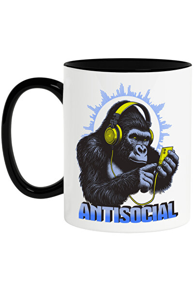 StoryGift Romania Cana Gorila ascultand muzica text ANTISOCIAL, 330ml, Cerami...