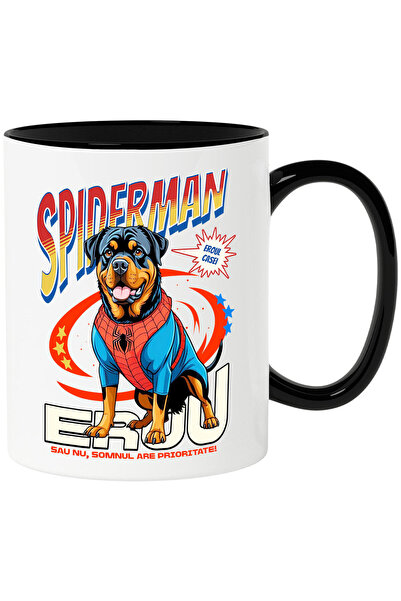 StoryGift Romania Cana cu Rottweiler Caine In Costum de SpiderMan cu Pelerina...