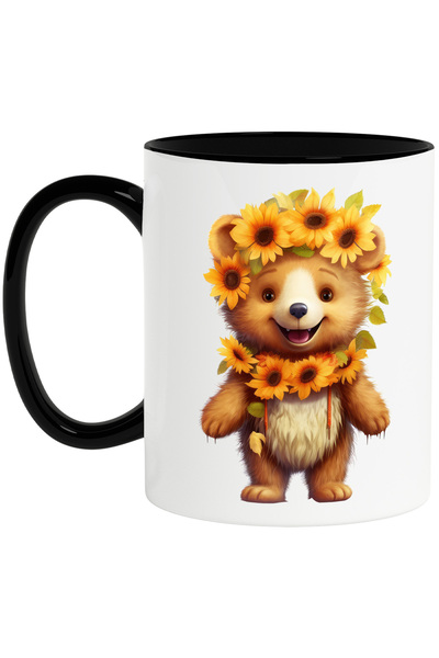 StoryGift Romania Cana cu un ursulet care are multe flori in jurul capului | ...