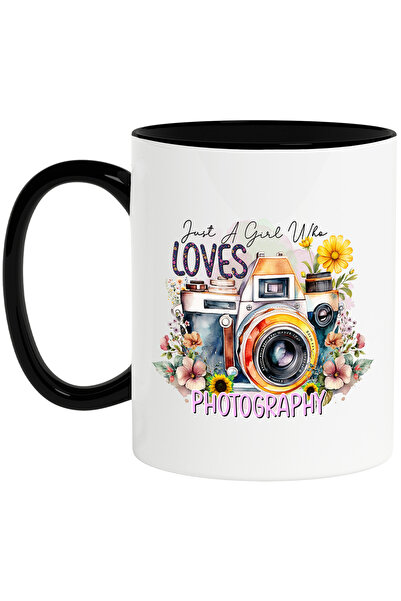 StoryGift Romania Cana cu mesajul "Just a girl who loves photography", ilustr...