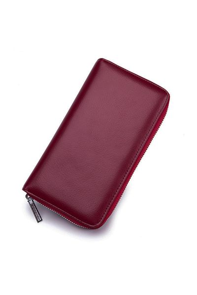 OEM Women's wallet, vienod, Genuine leather, RFID, 20x10.5x3cm, Deep red