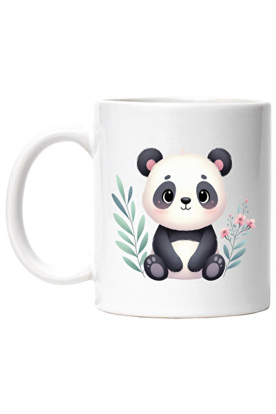 StoryGift Romania Cana cu un ursulet Panda, ilustratie, vesel, jucaus, plante...