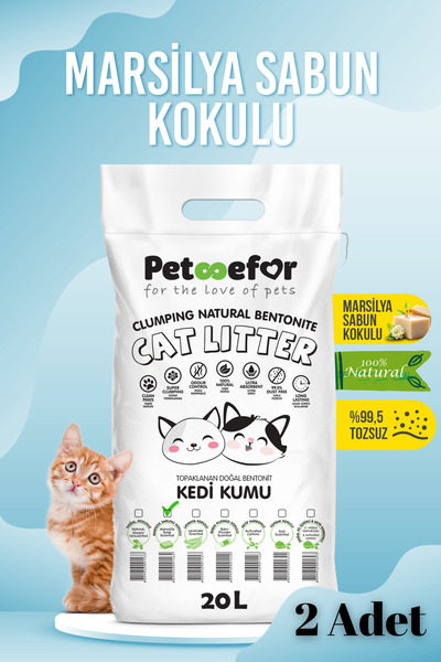Petefor 20 LT Marsilya Sabunlu Kedi Kumu X2 Adet