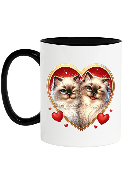 StoryGift Romania Cana cu 2 pisici Birmaneze | ilustratie | inimioare | afect...