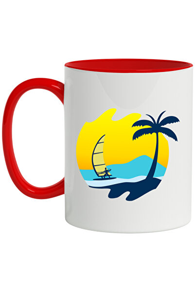 StoryGift Romania Cana Cu Windsurf, Palmier, Apus, Mare, Multicolor 330 ml, C...