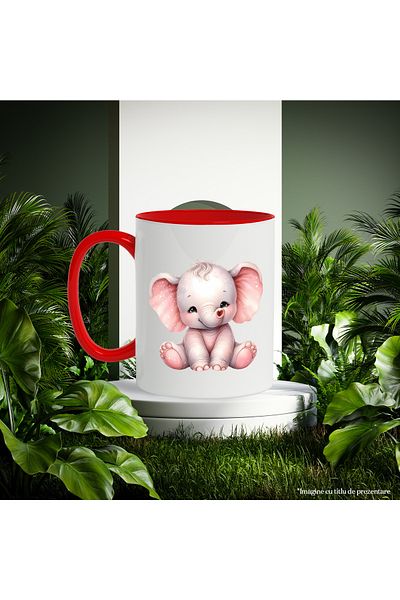 StoryGift Romania Mug with a little elephant with a heart-shaped trunk | illustration | ap, Cu,STG
