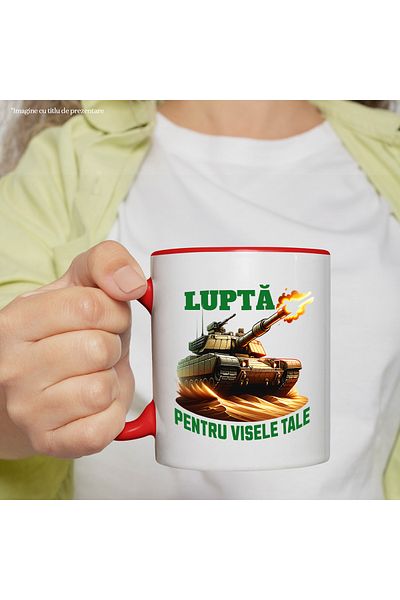 StoryGift Romania Fight for your dreams tank with flames motivational message mug, 330ml, Ceramic, Cu, STG.