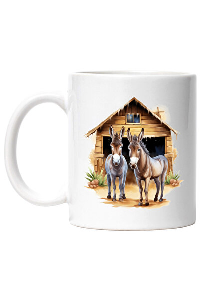 StoryGift Romania Mug with 2 donkeys | illustration | subjects | stable | her...
