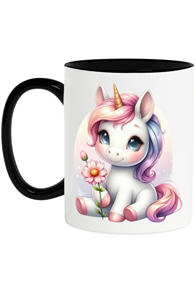 StoryGift Romania Cana cu un unicorn vesel, ilustratie, floare, bucurie, imbu...