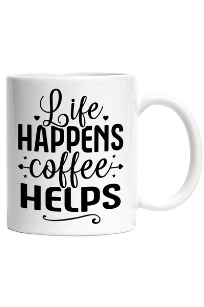 StoryGift Romania Cana pentru iubitorii de cafea cu textul "Viata se intampla...