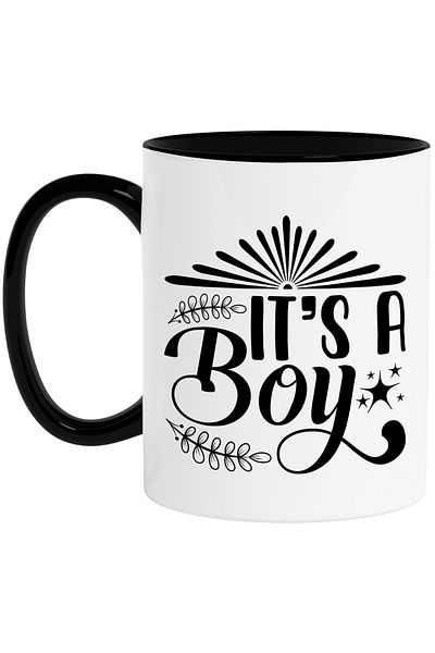 StoryGift Romania Cana cu vestea data de doctor la nastere "It's a boy" - e baiat cu Maner Negru, Cu Maner Negru
