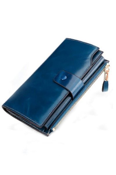 OEM Women's wallet, Vienod, With RFID blocking, Genuine leather, 19x10x3 cm, Blue
