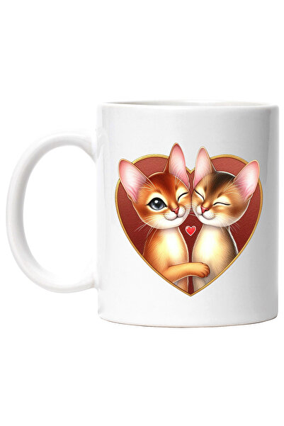 StoryGift Romania Cana cu 2 pisici care stau intr-o inima | ilustratie | apro...